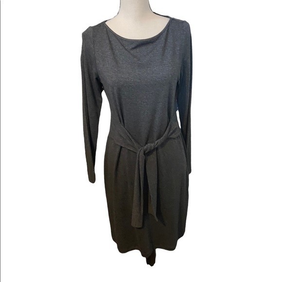 NWT New J Jill Charcoal Gray Ribbed Knit Midi Wrap Dress Size XL Tall XLT